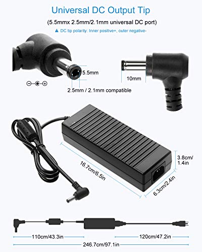 ALITOVE 12V 10A Power Supply Adapter 100-240V AC to DC 12 Volt 10amp 120W Converter 9.5A 9A 8.5A LED Driver Transformer 5.5x2.5mm Plug for LED Strip Light DC Pump LCD Monitor CCTV Camera, Pack of 5 - Image 3