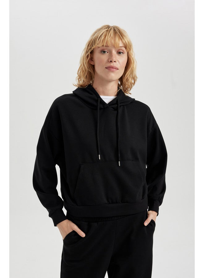 DeFacto Woman Cover-Up Hooded Long Sleeve Sweatshirt  - Image 2