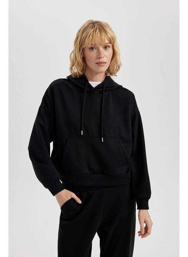 DeFacto Woman Cover-Up Hooded Long Sleeve Sweatshirt  - Image 1