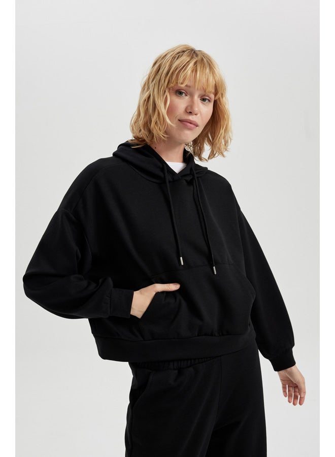 DeFacto Woman Cover-Up Hooded Long Sleeve Sweatshirt  - Image 3