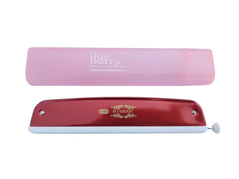Blueberry H-2403 24 Holes 48 Tones Key C Mouth Organ Scale Changer With Case Red) - Image 2