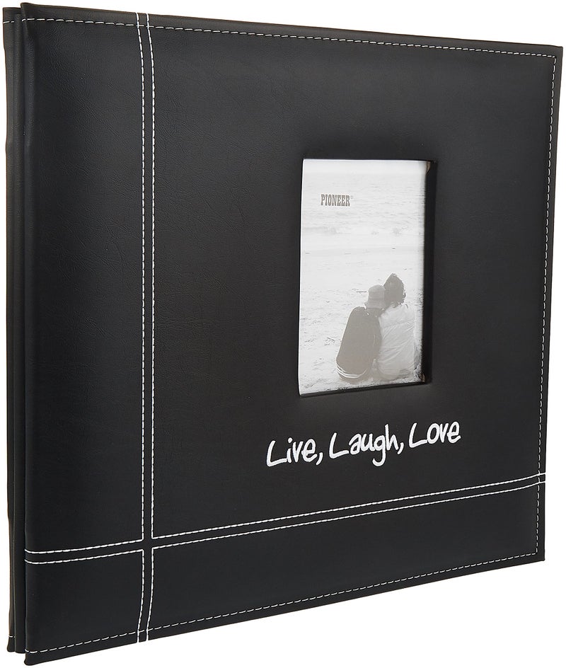 Pioneer Photo Albums ألبوم قصاصات جلد صناعي أسود مطرز بحجم 12 × 12 بوصة من بايونير - Image 4