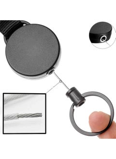 SYOSI 2 Pieces Retractable Keyring Heavy-Duty Key Chain Black Extendable Key Chain Retractable Badge Holder Reel Key Lanyard Reel Key Chain Retractable Badge Holder  - Image 3