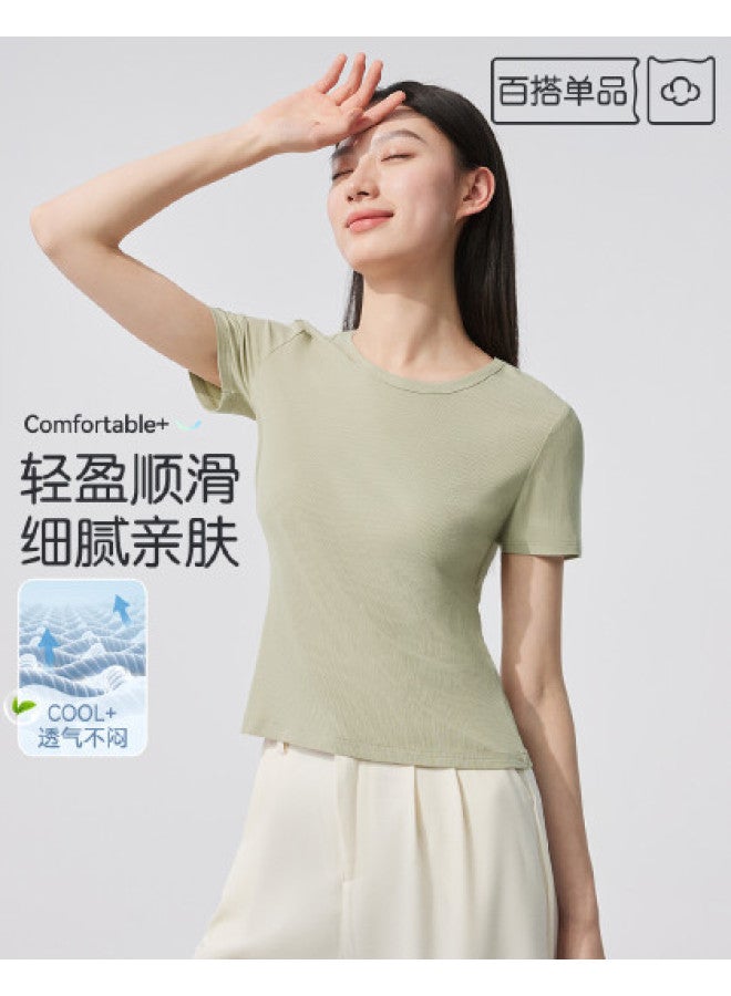 MIIOW New Autumn Round Neck Short Sleeve Women'S Slim Fit Base Layer Top - Image 1