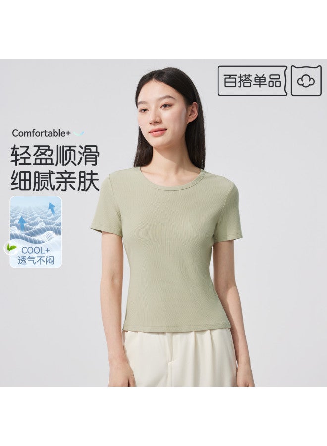 MIIOW New Autumn Round Neck Short Sleeve Women'S Slim Fit Base Layer Top - Image 2