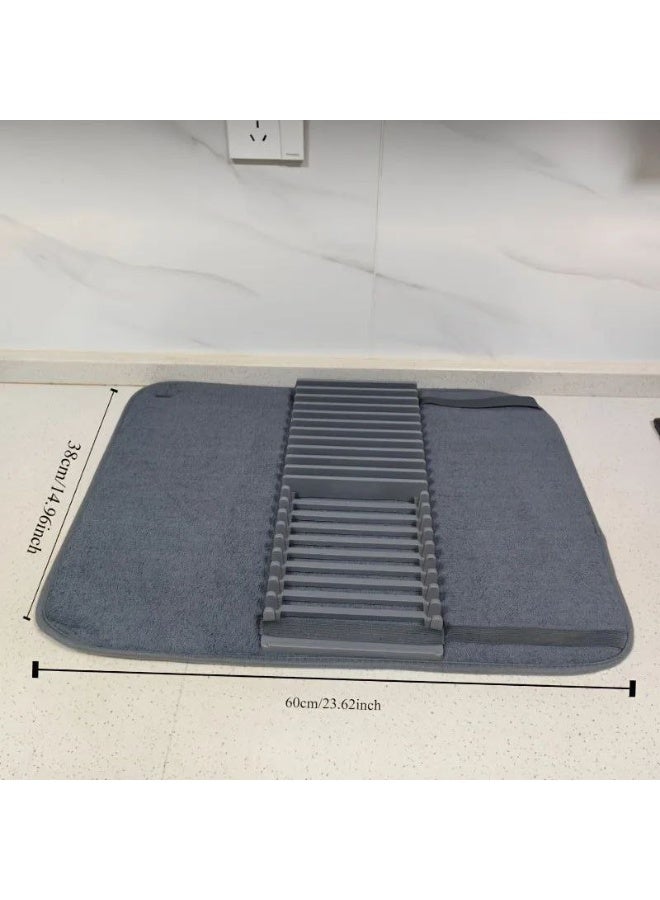 FALMER Dish Rack and Microfiber Drying Mat - Space-Saving, Foldable Design (Gray) - Image 3