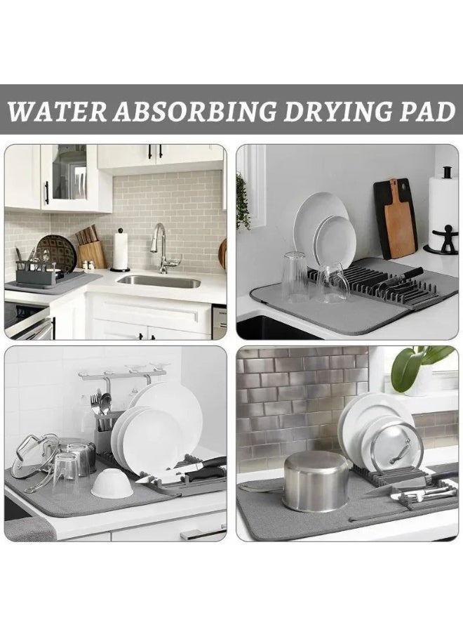 FALMER Dish Rack and Microfiber Drying Mat - Space-Saving, Foldable Design (Gray) - Image 2