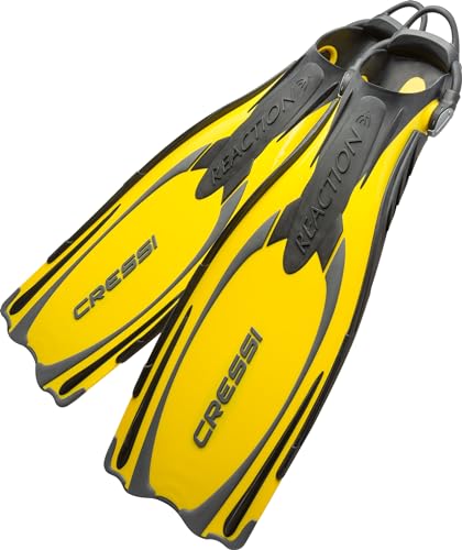 Cressi Reaction EBS Adjustable Open Heel Fins YellowSilver XSS - Image 1