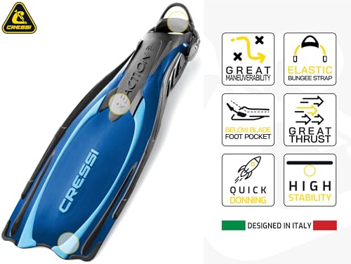 Cressi Reaction EBS Adjustable Open Heel Fins YellowSilver XSS - Image 3