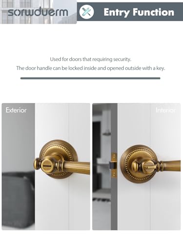 SORWDUERM 1 Pack Antique Brass Door Lever Privacy Antique Door Handle Door Lever Bedroom and Bathroom Zinc Alloy - Image 5