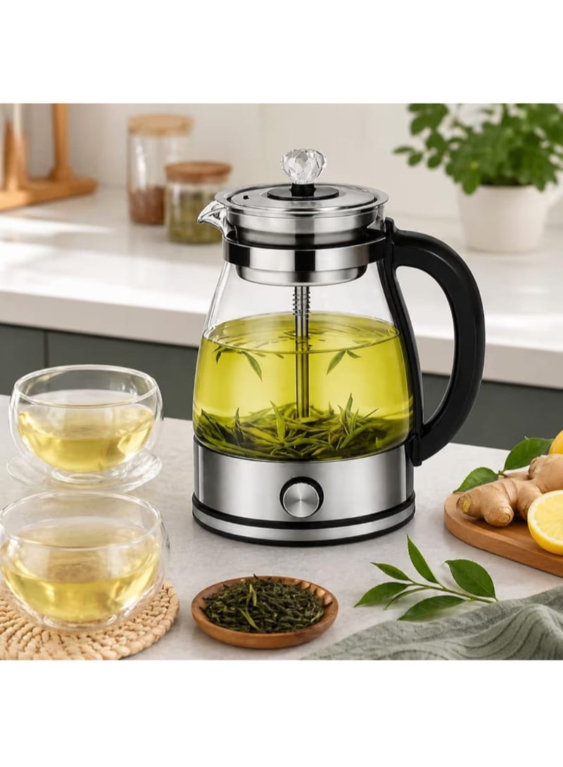 Electric Tea Maker & Glass Kettle 1L, Durable Borosilicate Glass Tea Steeper Infuser with Rapid Heating & Precise Control, Elegant Crystal Lid Knob - Image 2