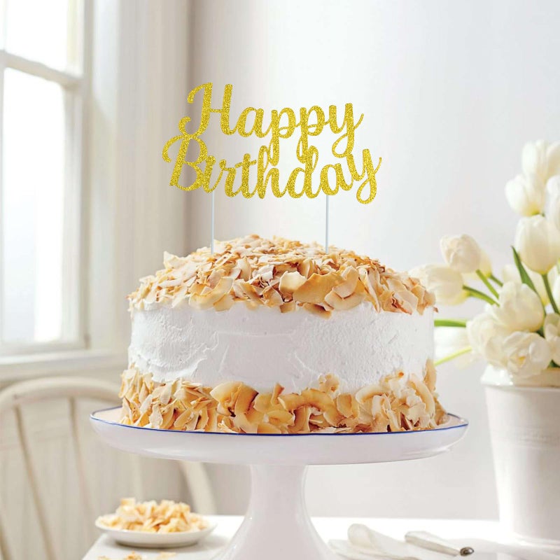 بيشيدا Beishida Gold Happy Birthday Cake Topper عيد ميلاد سعيد كعكة عيد ميلاد ديكور ديكور عيد ميلاد زخرفة مستلزمات صور كشك الصور - Image 5