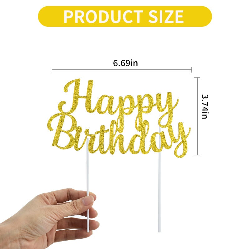 بيشيدا Beishida Gold Happy Birthday Cake Topper عيد ميلاد سعيد كعكة عيد ميلاد ديكور ديكور عيد ميلاد زخرفة مستلزمات صور كشك الصور - Image 2