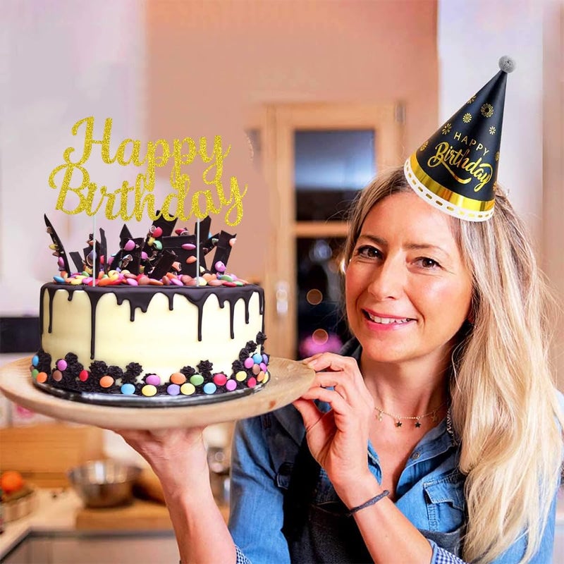 بيشيدا Beishida Gold Happy Birthday Cake Topper عيد ميلاد سعيد كعكة عيد ميلاد ديكور ديكور عيد ميلاد زخرفة مستلزمات صور كشك الصور - Image 4