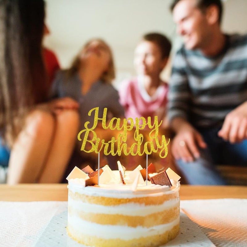بيشيدا Beishida Gold Happy Birthday Cake Topper عيد ميلاد سعيد كعكة عيد ميلاد ديكور ديكور عيد ميلاد زخرفة مستلزمات صور كشك الصور - Image 3