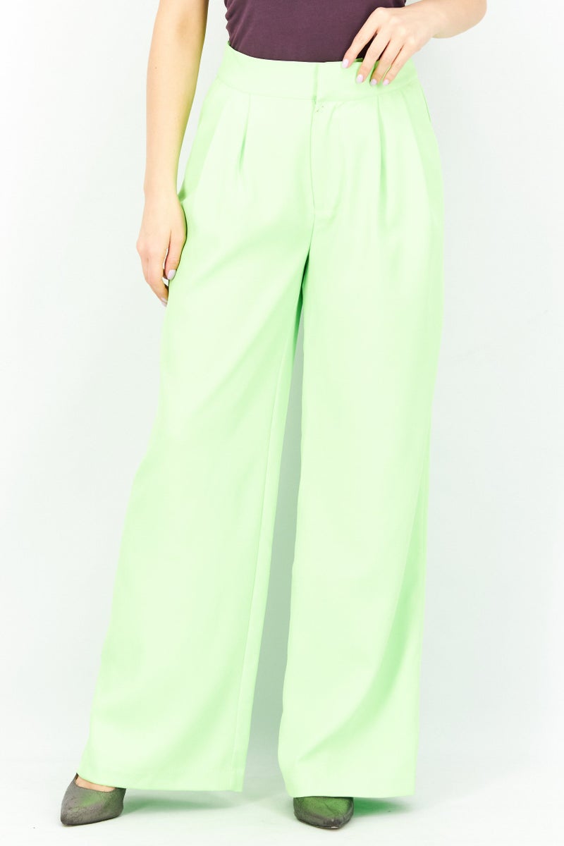 STEVE MADDEN Women Wide Leg Printed Pants, Lime Green - Image 1