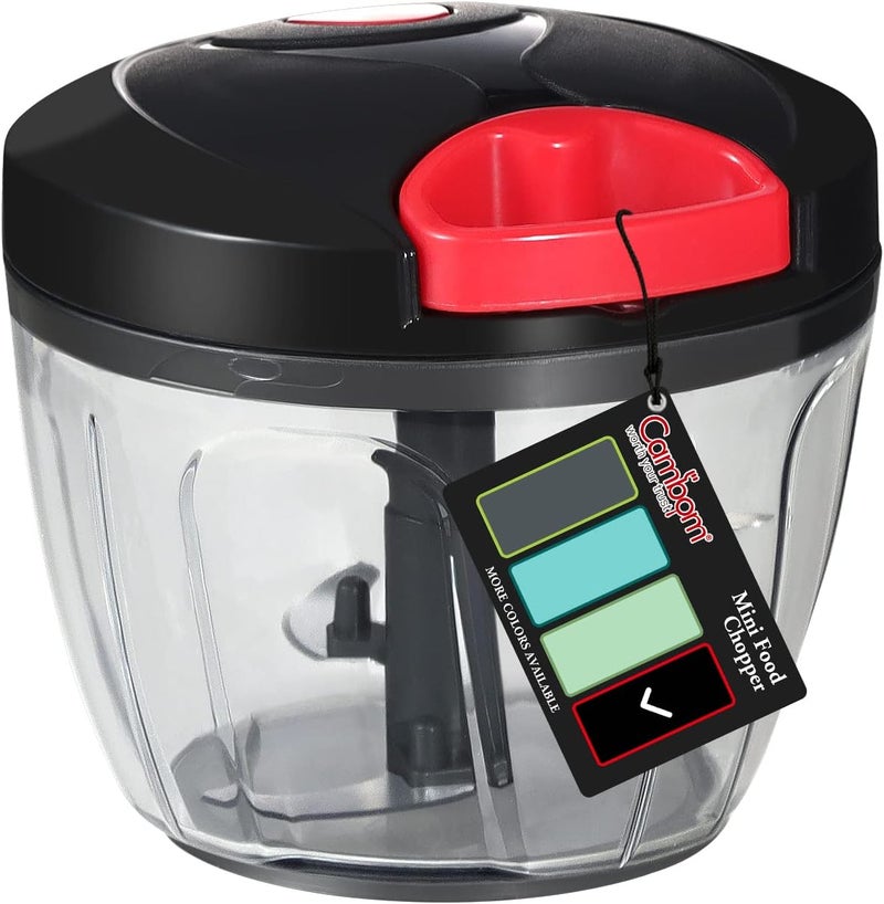Cambom Manual Food Chopper Vegetable Cutter, Hand String Vegetable Chopper Onions Cutter for Vegetable Fruits Nuts BPA Free Food Safe Material, 650ml Black - Image 1