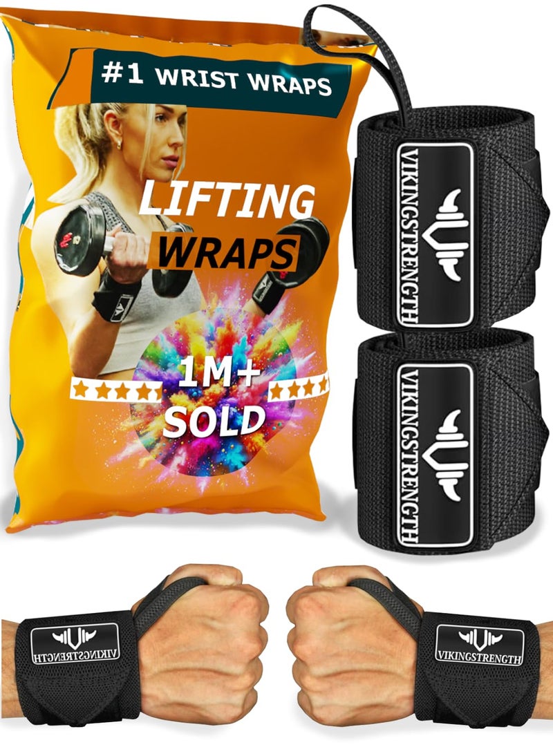 VIKINGSTRENGTH Wrist Brace Support (18" Premium Quality) for Weight lifting, Crossfit, Bodybuilding and Fitness. Wrist Wraps for Pain Relief and Recovery. Strap for Men and Women + V-Strength App - Image 1