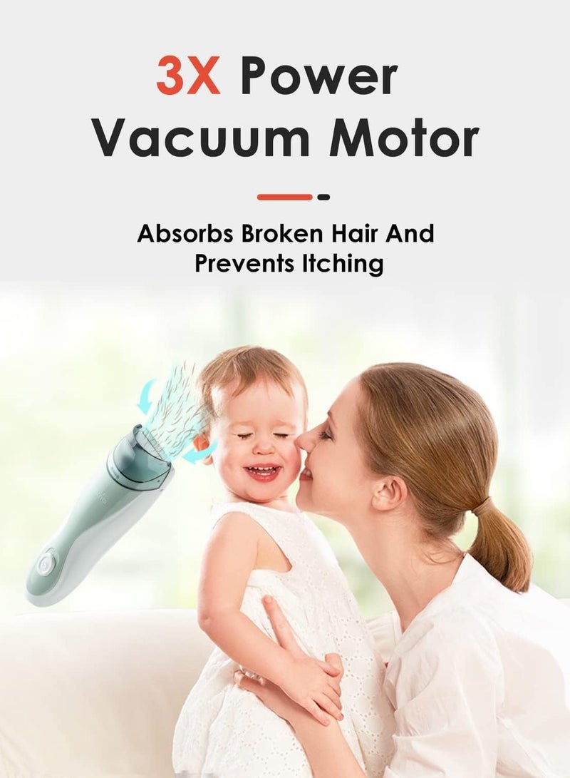 Supermama Baby Hair Clippers Ultra-Quiet Electric Vacuum Trimmer Cordless Rechargeable Waterproof Haircut Kit for Kids & Men - Image 2