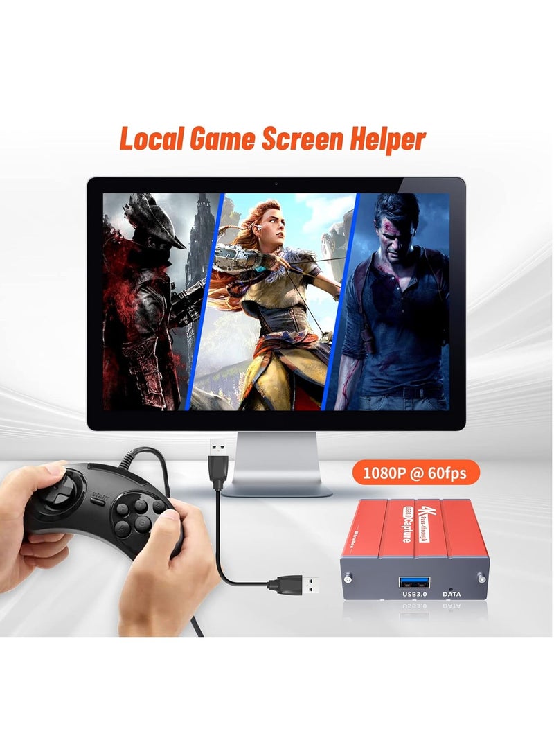 USB 3.0 4K HDMI Video Capture Card 1080P 60FPS HD with HDMI Port Works with Xbox PS5 PS4 Switch DSLR for Live Streaming Recording OBS Twitch - Image 5