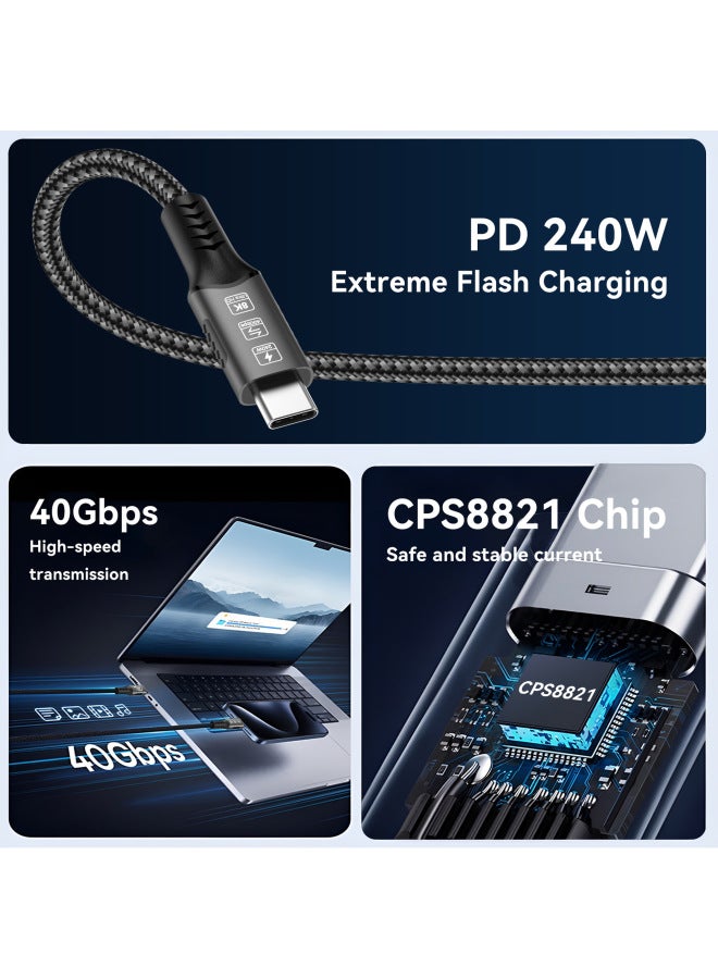 8K USB4 TYPE-C 240W DP 3.1 Mobile Phone Tablet Notebook Fast Charging Data Line 40GB Transmission-Color:8k 240 W 40GB 1.8M (NEW) - Image 5