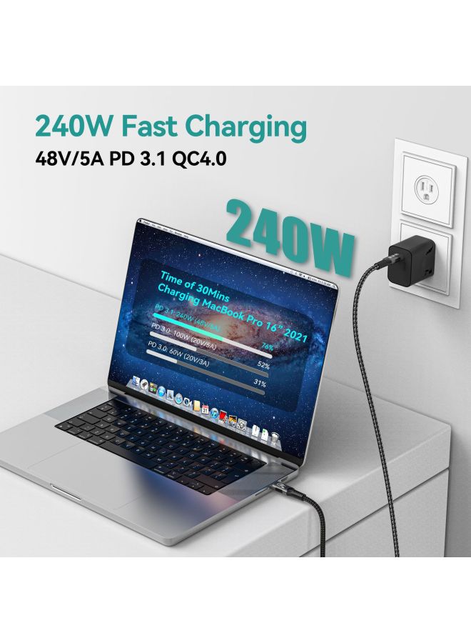 8K USB4 TYPE-C 240W DP 3.1 Mobile Phone Tablet Notebook Fast Charging Data Line 40GB Transmission-Color:8k 240 W 40GB 1.8M (NEW) - Image 3