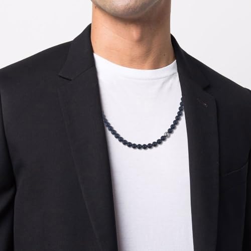 GAVU Mens Crystal Beaded Necklace Black Onyx Necklace for Men with Fleur De Lis Bead 26 - Image 3