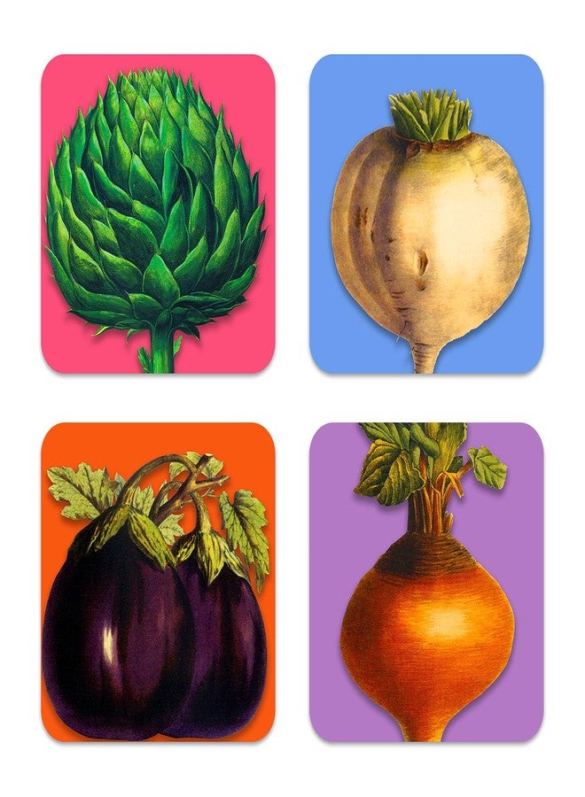 Caskata Veggies Birchwood Square Coasters, Boxed Set of 4 | Birchwood and Wipeable Melamine | Perfect for Home, Entertaining, Gifts | Blue and White, 4W X 4L - Image 1