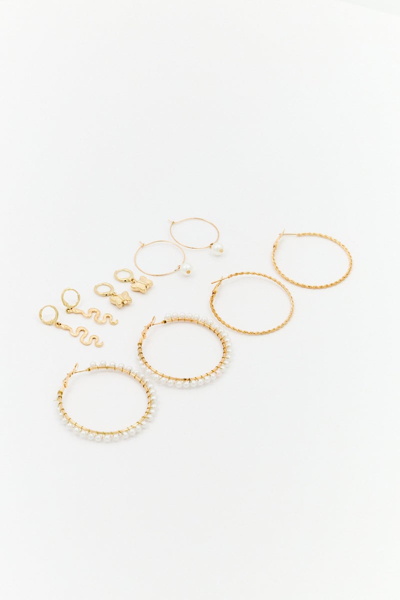 Eden by Adina Eden Women 5 Pairs Butterflies, Snakes, Pearls Earrings Set, Multicolor - Image 2