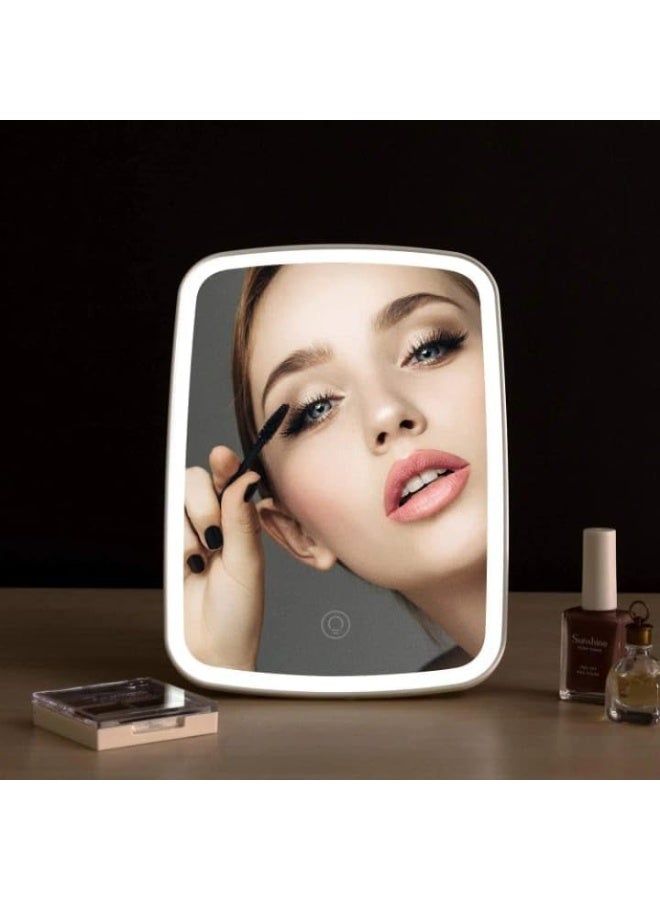 Smart LED Lighted Makeup Mirror - Rechargeable with Touch Control and Slim Design for Travel