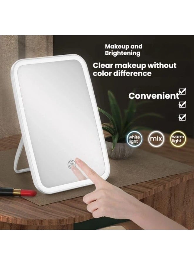 مرآة مكياج ذكية مضيئة بضوء LED - قابلة لإعادة الشحن مع تحكم باللمس وتصميم نحيف للسفر - Image 5