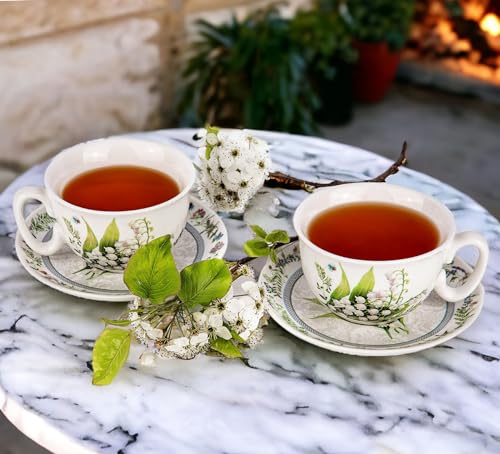 STP GOODS Bone China TeaCoffee Cup and Saucer in Gift Box Tea Cup and Saucer Set of One - Image 3