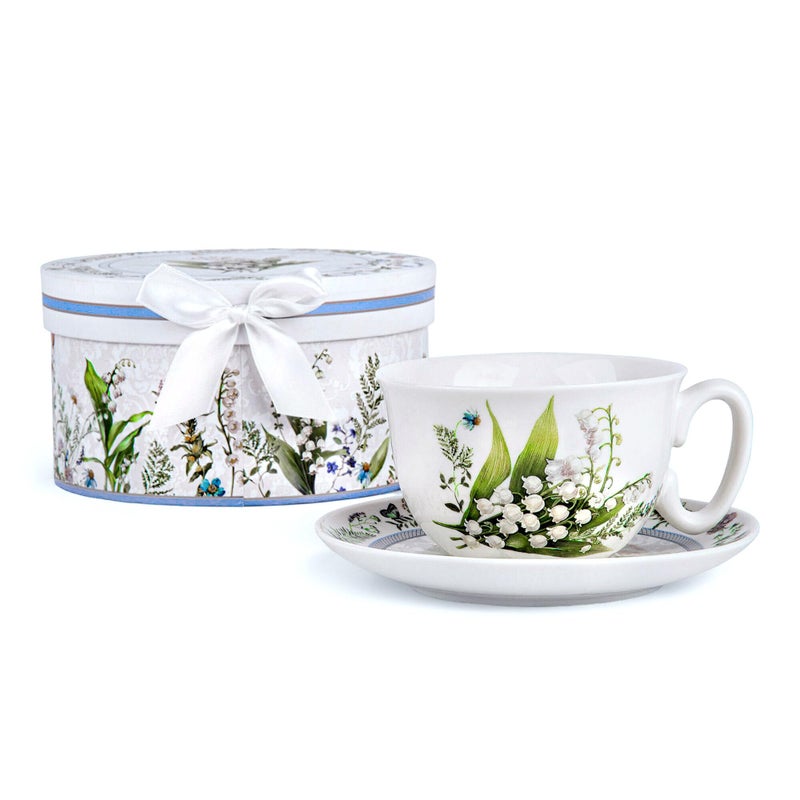 STP GOODS Bone China TeaCoffee Cup and Saucer in Gift Box Tea Cup and Saucer Set of One - Image 2