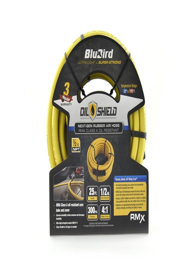 BluBird Oil Shield RMA Class A Professional Rubber Air Hose (1/2" x 25') 1/2" NPT - Image 2