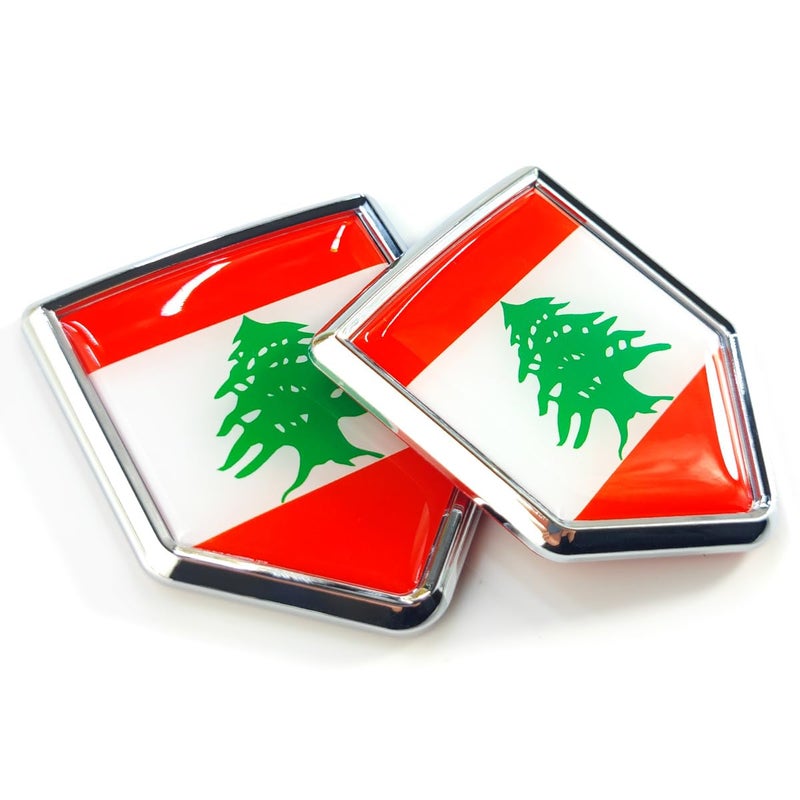 ملصق علم لبنان الجديد ملصق شعار السيارة علم لبناني زينة السيارة ملحقات درع كروم للشاحنات والمركبات والسيارات عبوة 2