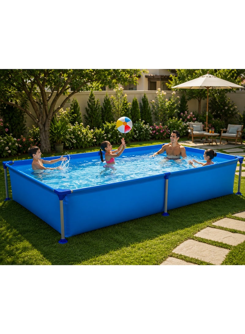 avenli Family Rectangular Swimming Pool with Durable Metal Frame – Large Water Pool for Kids & Adults – Heavy-Duty Outdoor Garden Pool – 188×127×42 cm - Image 2