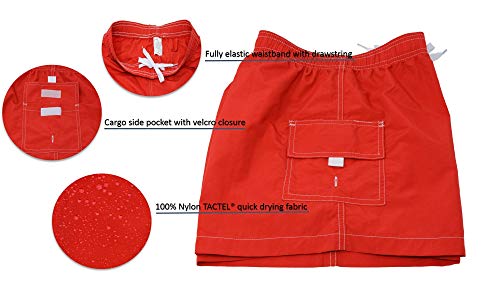 Adoretex Women's Guard Athletic Quick Dry Swim Board Shorts, 3" Inseam Lightweight Elastic Waistband Board Shorts (FGB013) - Red - Small - Image 3