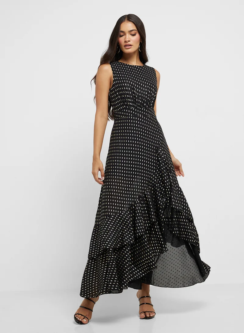 ELLA Asymmetrical Ruffle Maxi Dress