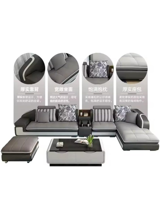 Modern L-Shaped Sectional Sofa Set - Brown - Image 2