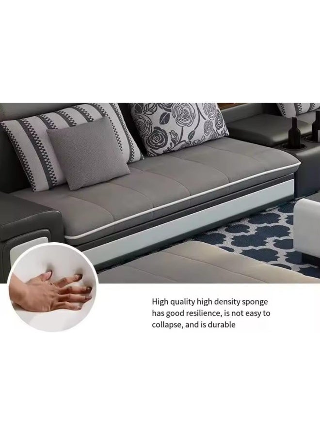 Modern L-Shaped Sectional Sofa Set - Brown - Image 4