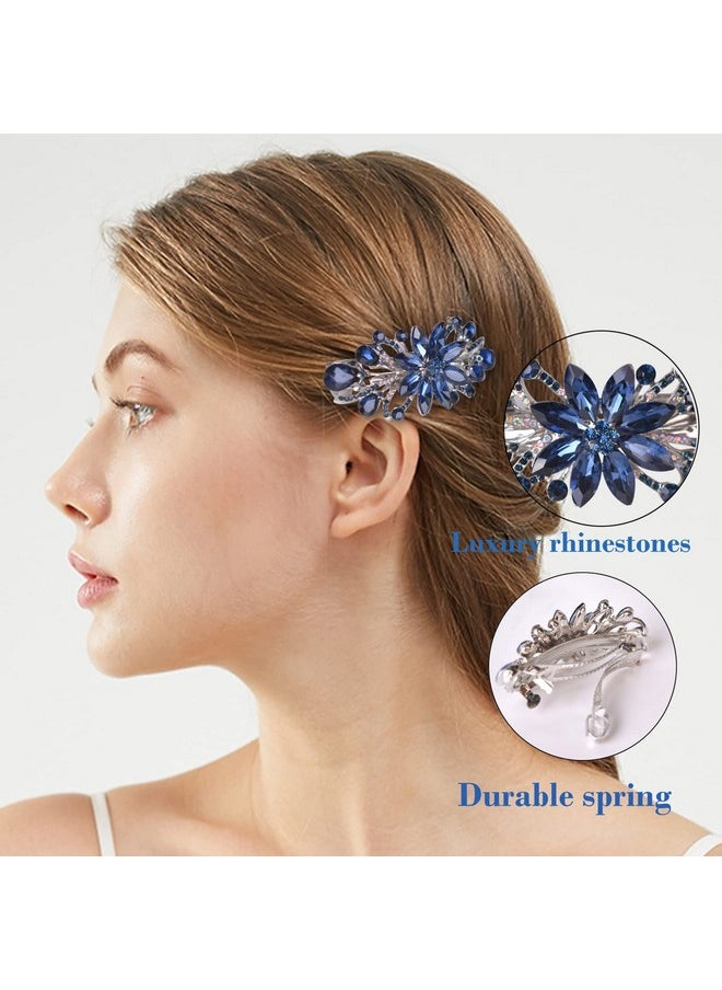 Sankuwen Sankuwen Flower Luxury Jewelry Design Hairpin Rhinestone Hair Barrette Clip,Also Perfect Mother's Day Gifts for Mom(Dark Blue)  - Image 3