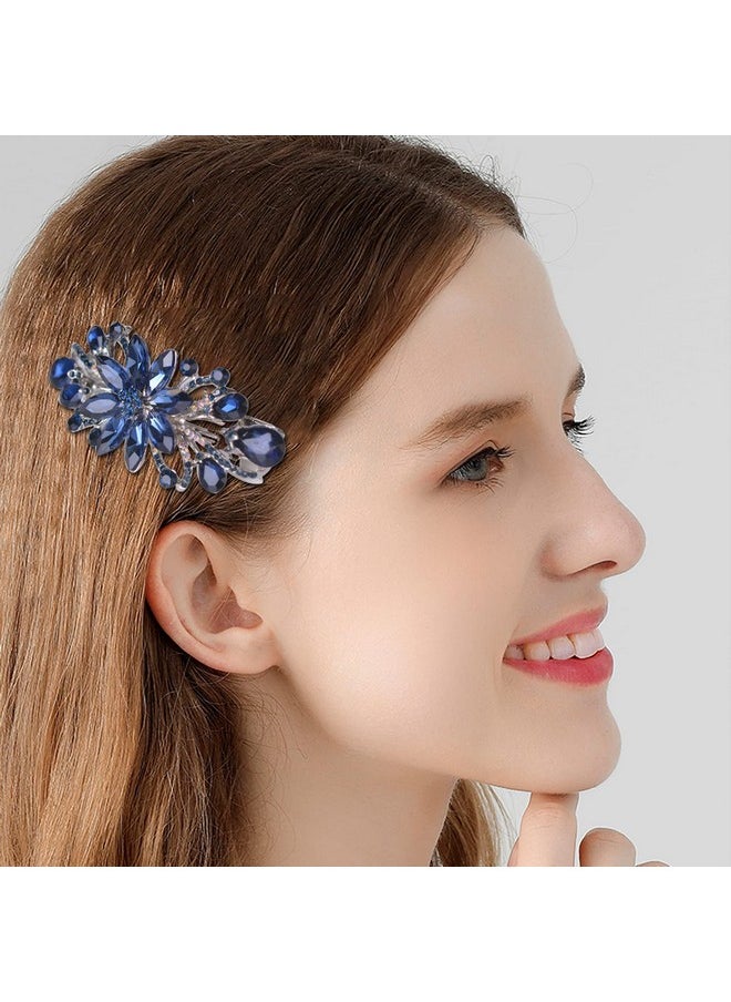Sankuwen Sankuwen Flower Luxury Jewelry Design Hairpin Rhinestone Hair Barrette Clip,Also Perfect Mother's Day Gifts for Mom(Dark Blue)  - Image 4