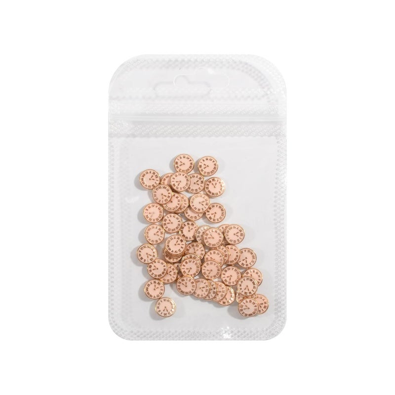 QIMYAR 50PCS 3D Vintage Clock Alloy Nail Studs Charms Flatback Retro Pocket Watch Clock Nail Art Accessoires Fashion Jewelry Making Crafting Charms Metal Nail Charms Nail Art Decoration Retro Pink - Image 4