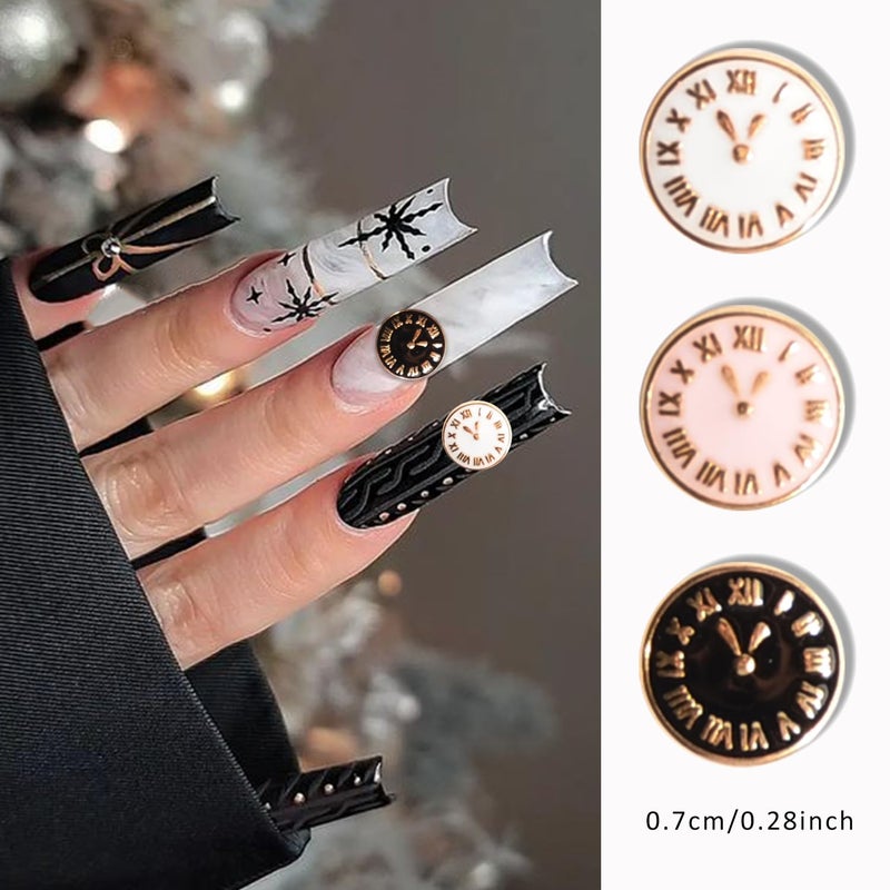 QIMYAR 50PCS 3D Vintage Clock Alloy Nail Studs Charms Flatback Retro Pocket Watch Clock Nail Art Accessoires Fashion Jewelry Making Crafting Charms Metal Nail Charms Nail Art Decoration Retro Pink - Image 5