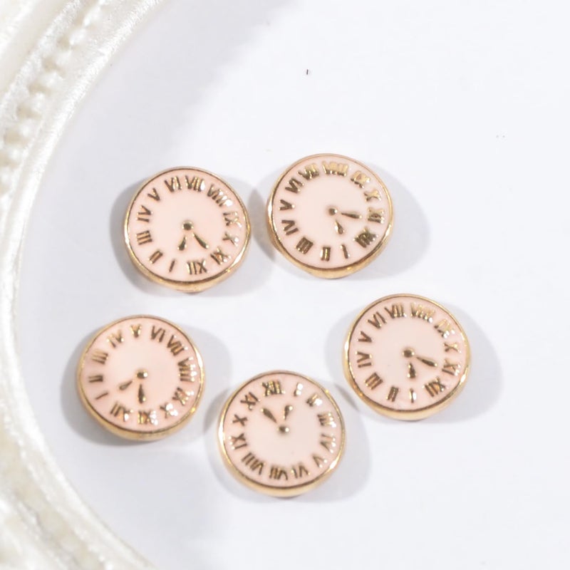 QIMYAR 50PCS 3D Vintage Clock Alloy Nail Studs Charms Flatback Retro Pocket Watch Clock Nail Art Accessoires Fashion Jewelry Making Crafting Charms Metal Nail Charms Nail Art Decoration Retro Pink - Image 3