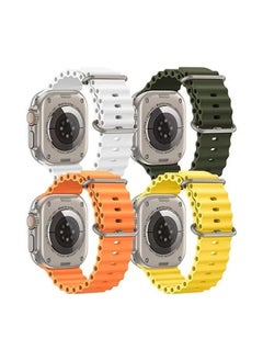 4 Pack Ocean Band Compatible with apple watch Ultra band 49mm 45mm 44mm 42mm Men Women, Soft Silicone Sport Band Replacement Strap for Apple Watch Ultra watch Series 8 7 SE 6 5 4 3 2 1
