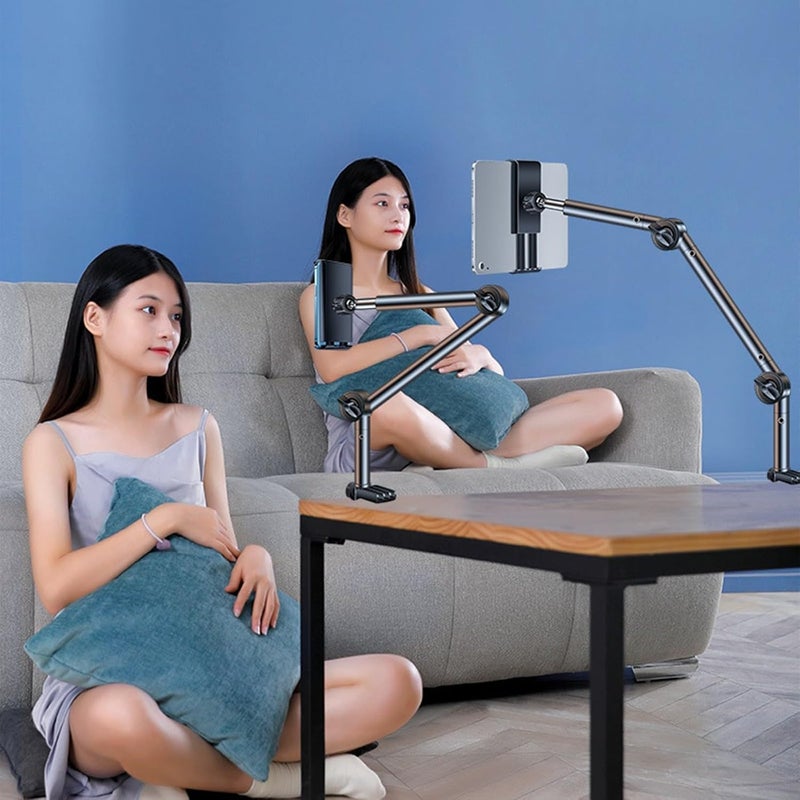 Foldable Tablet Stand Mount Adjustable Flexible Holder with 360 Degree Rotation for Cellphone Long Arm Phone Stand with Clamp - Image 2