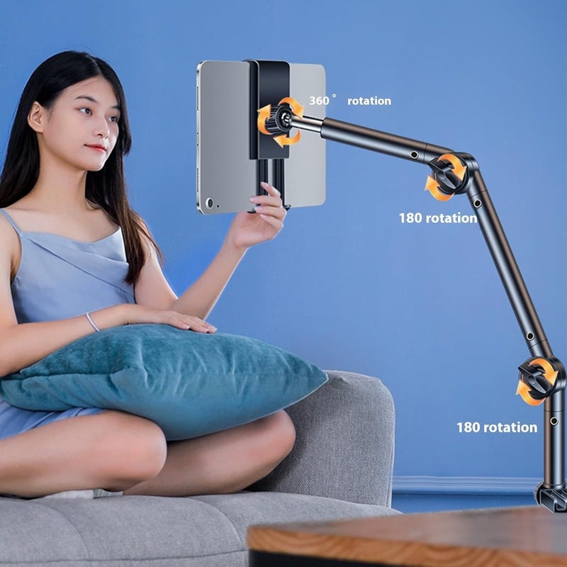 Foldable Tablet Stand Mount Adjustable Flexible Holder with 360 Degree Rotation for Cellphone Long Arm Phone Stand with Clamp - Image 3
