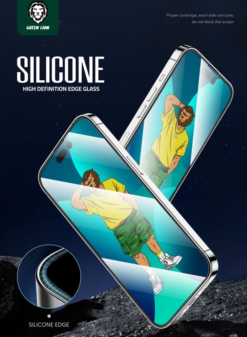 GREEN LION 3D Silicone Plus Screen Protector for iPhone 14 Pro Max / Anti Scratch / Anti Fingerprint / Bubble Free / Grease Resistance / Ultra Hardness / Highly Responsive - Black Edge/Clear - Image 4