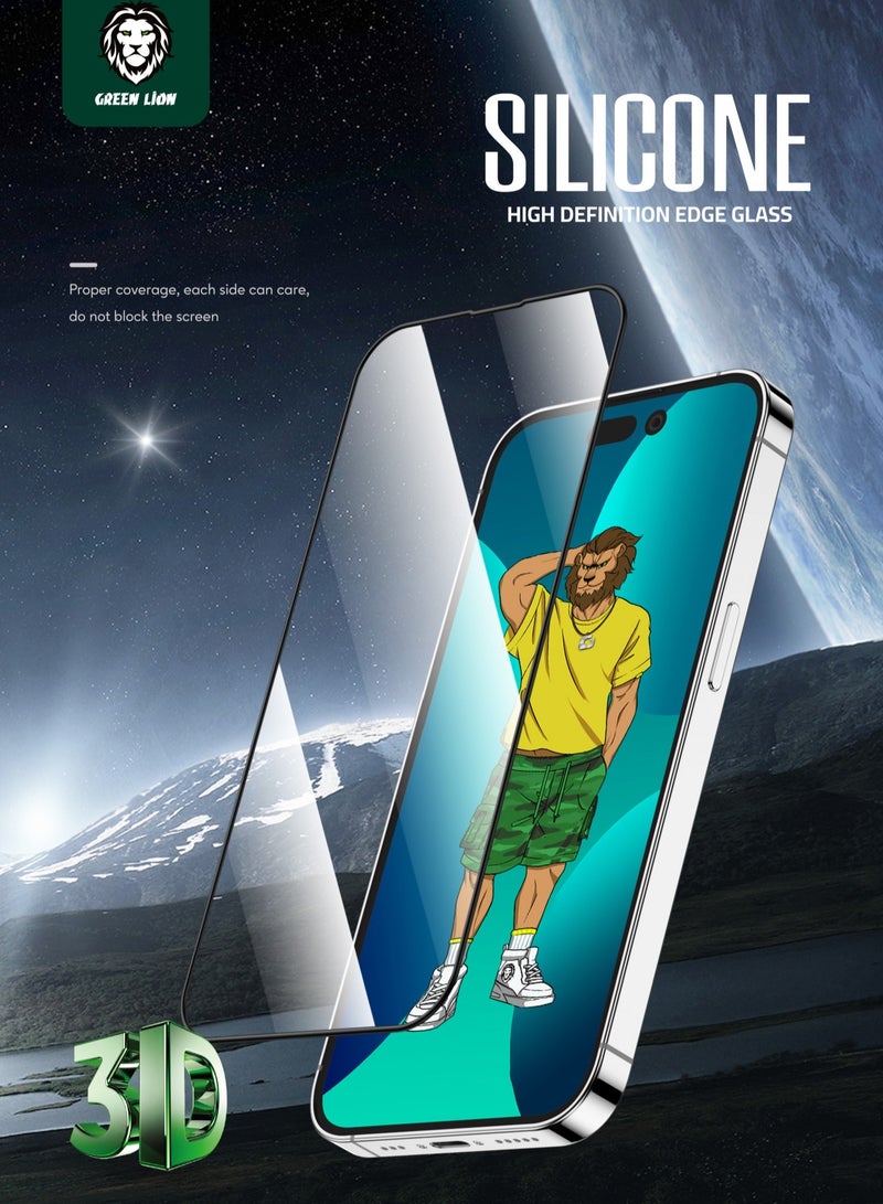 GREEN LION 3D Silicone Plus Screen Protector for iPhone 14 Pro Max / Anti Scratch / Anti Fingerprint / Bubble Free / Grease Resistance / Ultra Hardness / Highly Responsive - Black Edge/Clear - Image 5